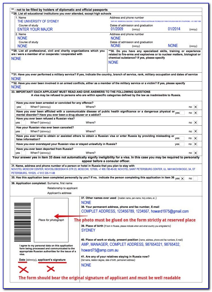 Australia Tourist Visa Application Form Download