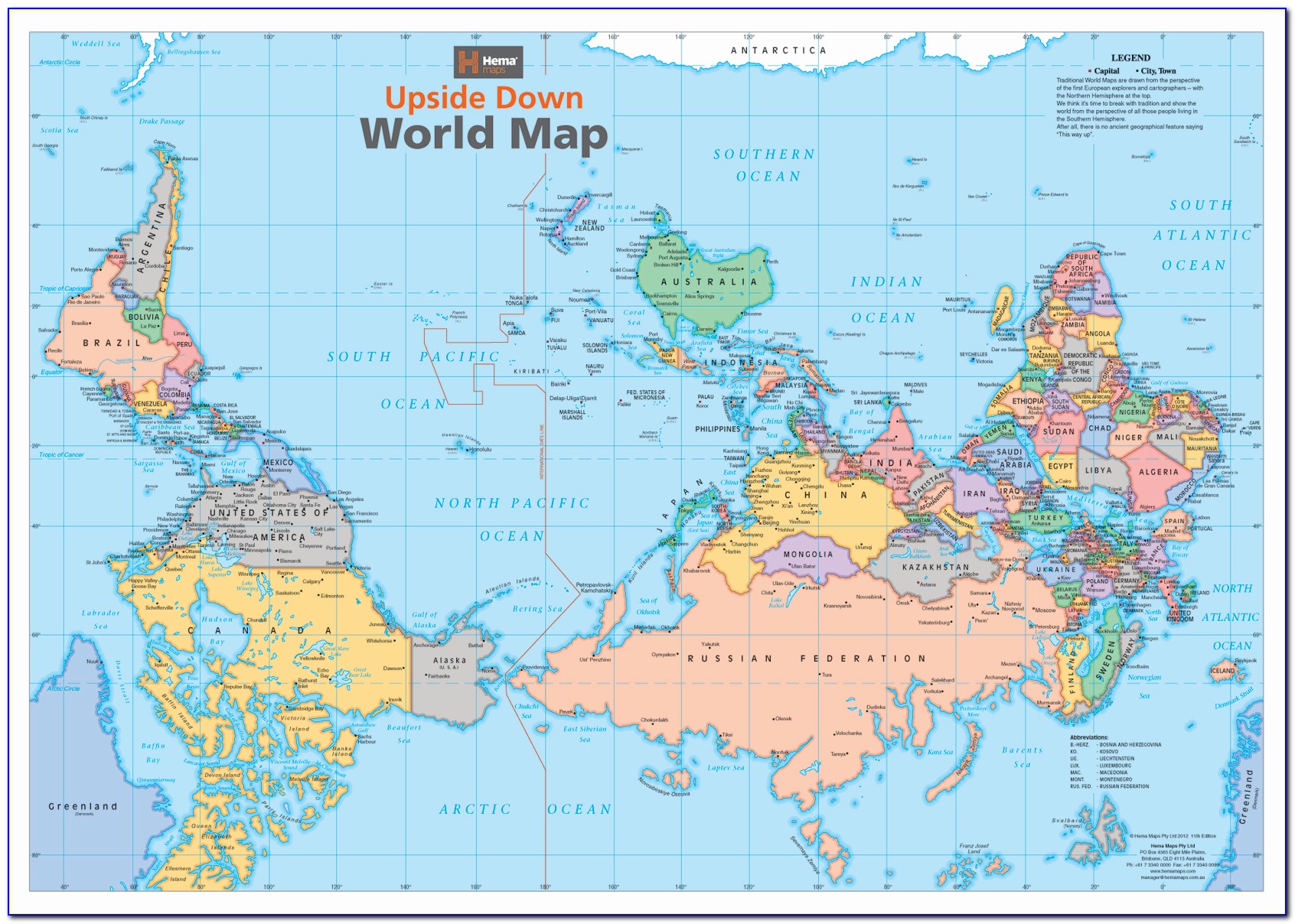 Australian World Map Upside Down