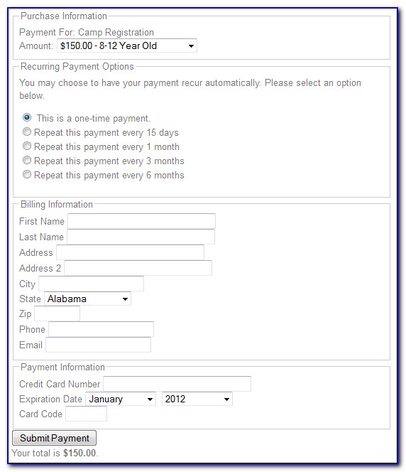Authorize.net Payment Form Customize