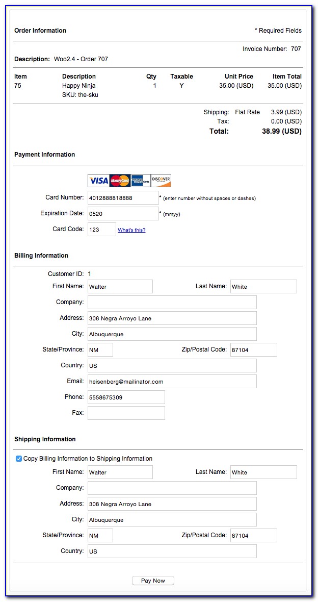 Authorize.net Payment Form Wordpress