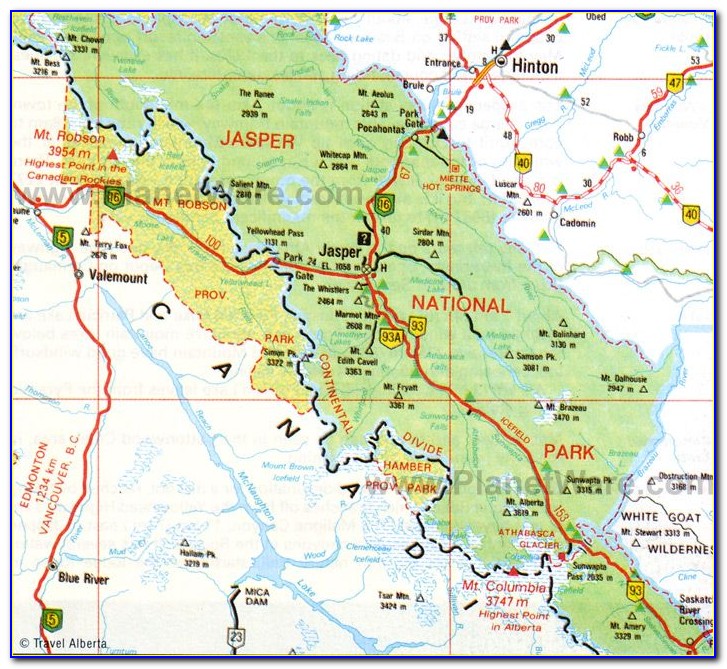 Banff And Jasper National Park Map