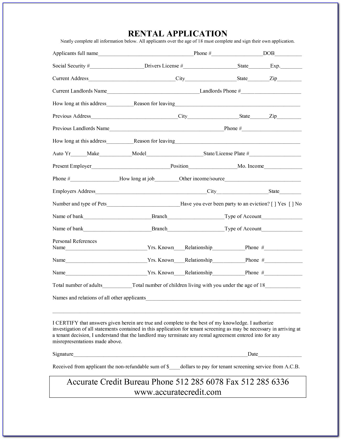 Basic Rental Contract Form