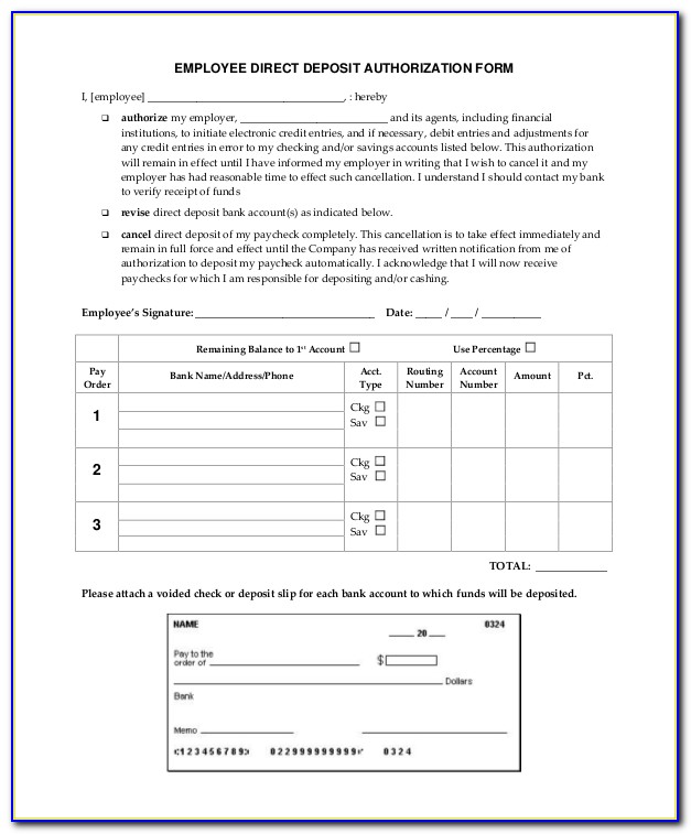 Bccss Payroll Direct Deposit Authorization Form