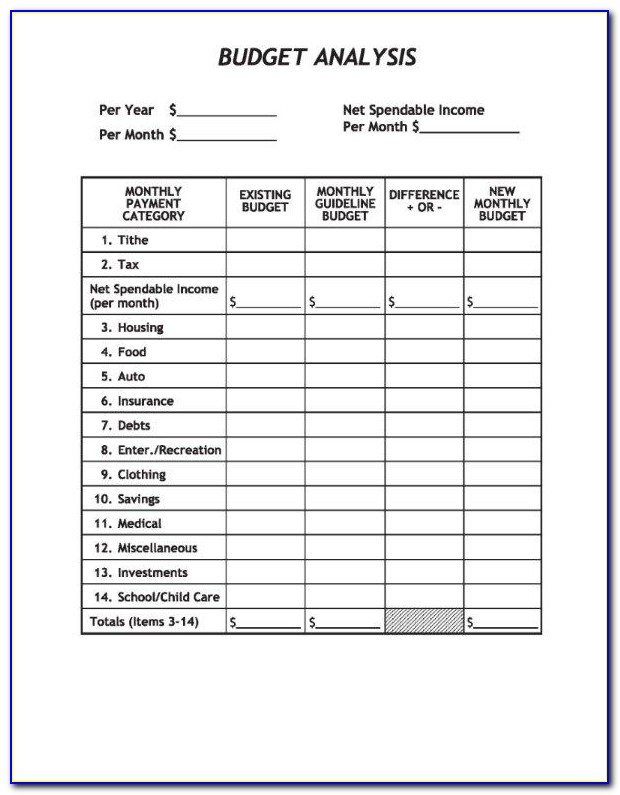 Blank Church Budget Forms