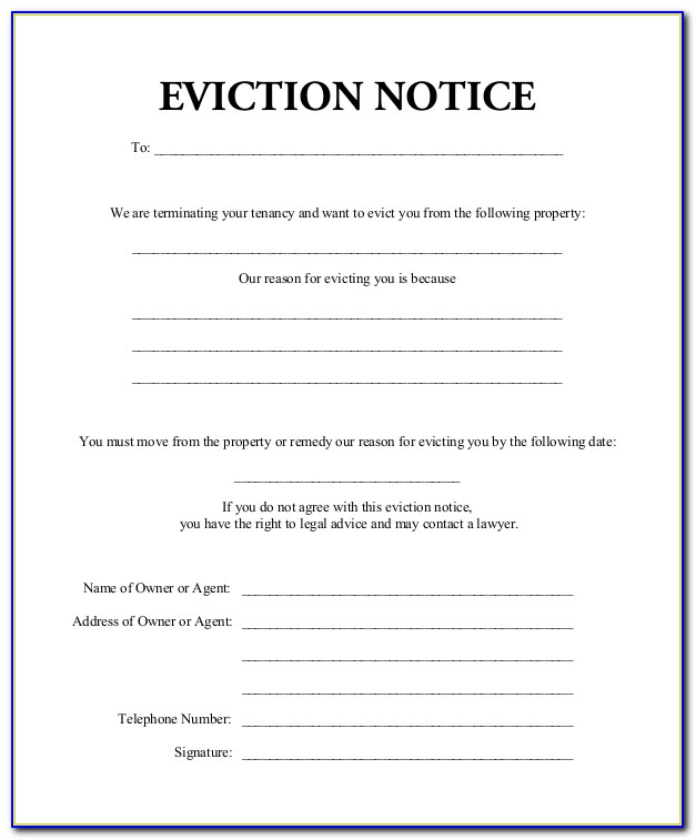 Blank Eviction Notice Form Free