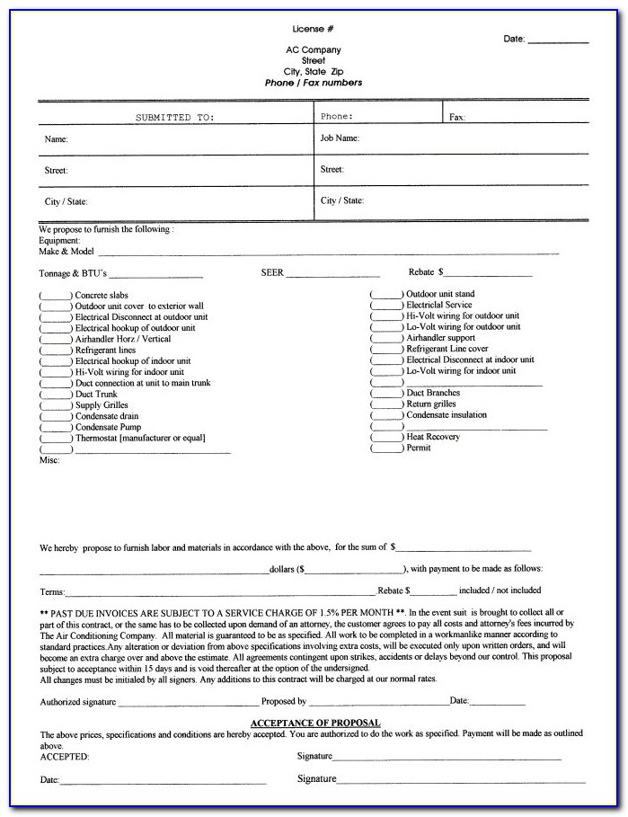 Blank Proposal Forms Word