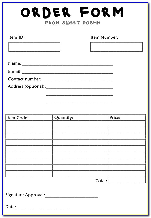 Blank Purchase Order Request Form