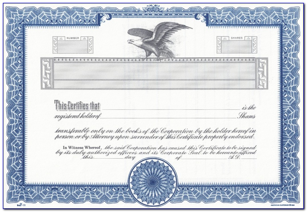 Blank Stock Certificate Forms Free