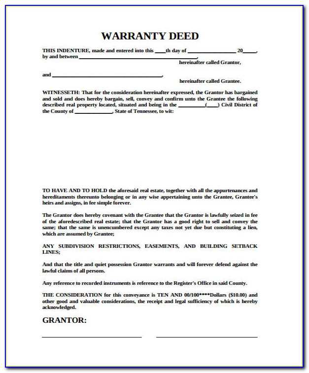 Blank Warranty Deed Form Texas