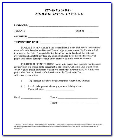 California 30 Day Notice To Pay Or Quit Form