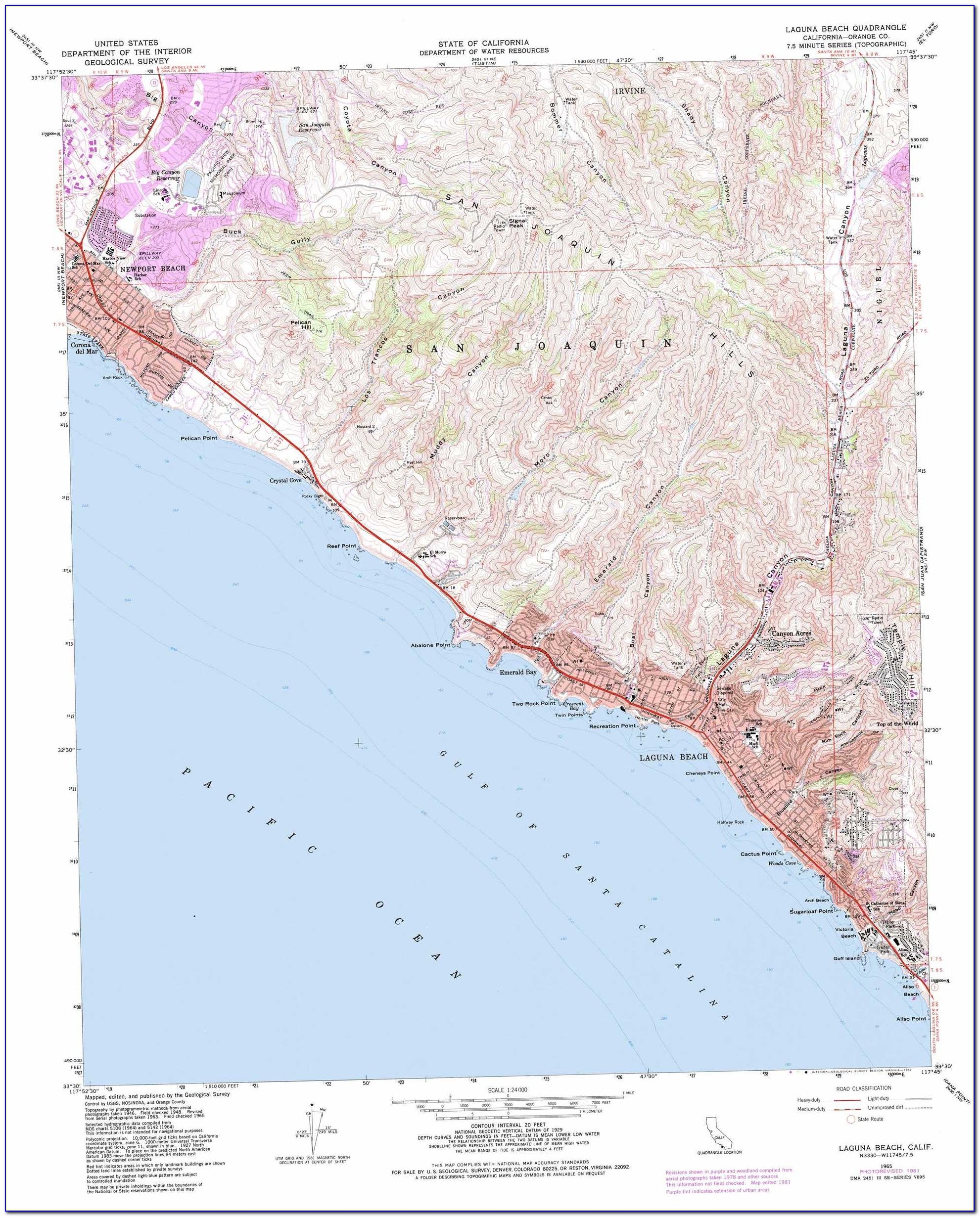 California Topographic Map Elevations