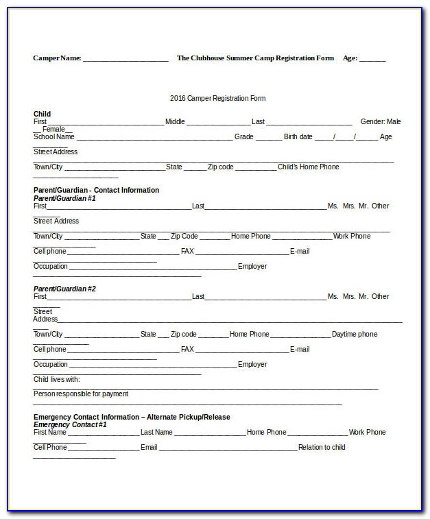 Registration Form Template 9 Free Pdf Word Documents Download Camp Registration Form Template Camp Registration Form Template