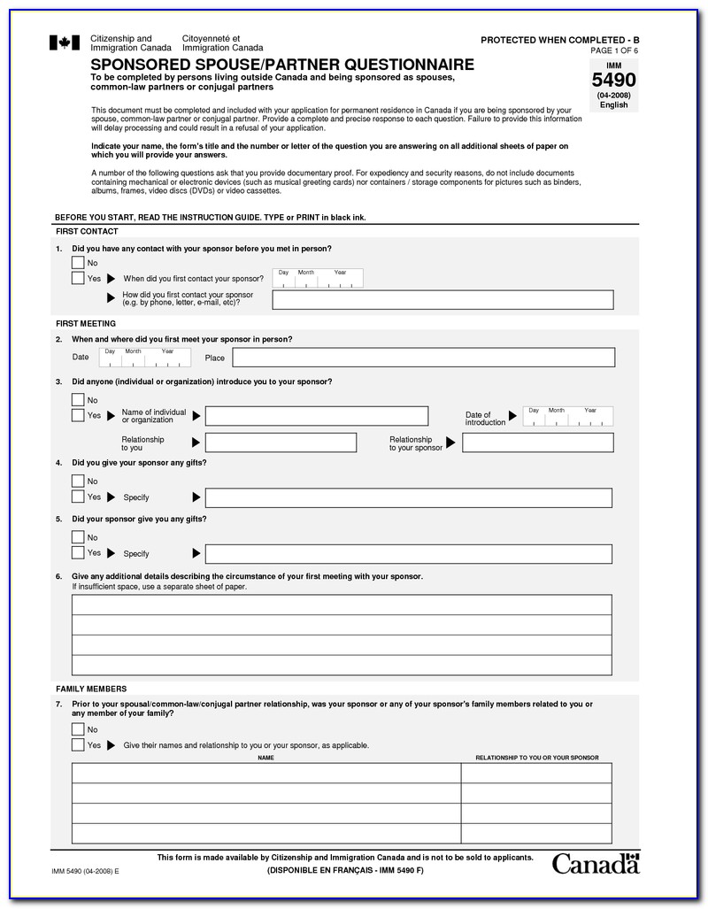 Canadian Immigration Visa Application Form Download