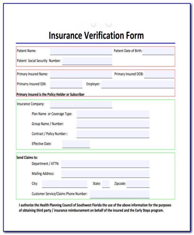 Car Insurance Form Template