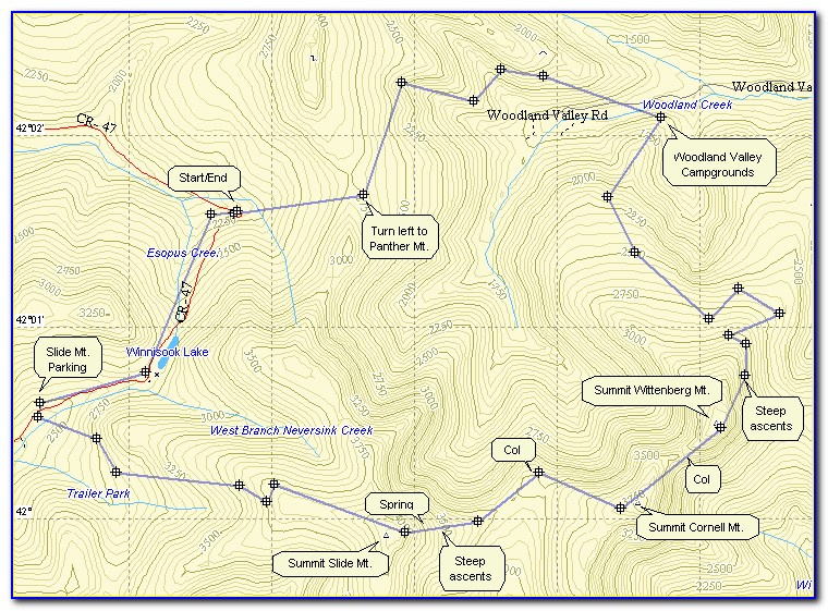 Catskills Hiking Trails Map
