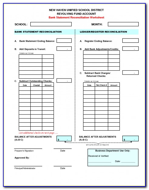 Chase Checking Account Reconciliation Form