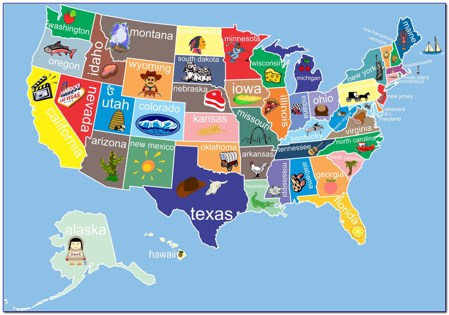 Children's Map Of The United States Of America