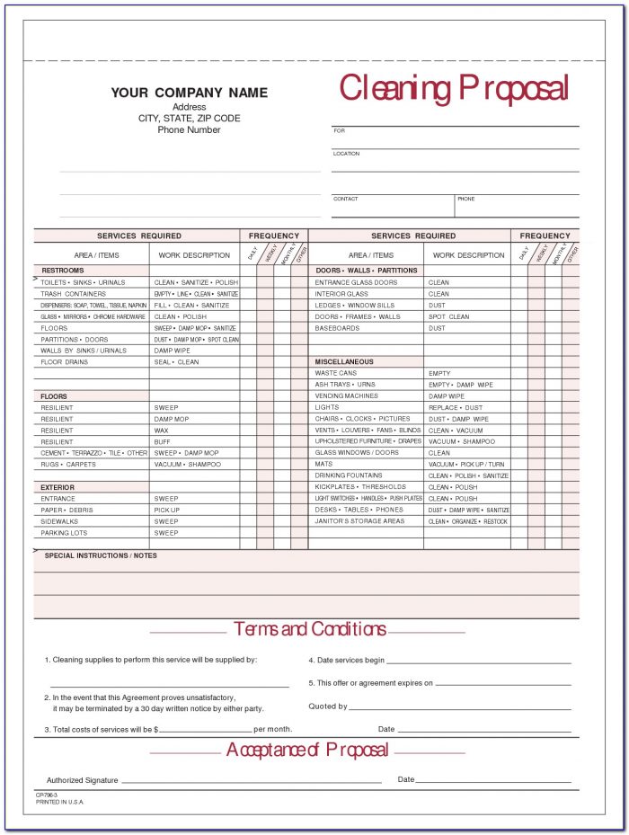 Cleaning Business Proposal Forms