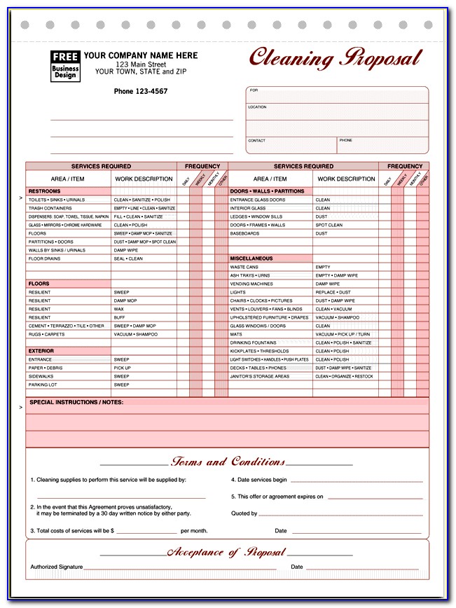 Cleaning Proposal Forms Free