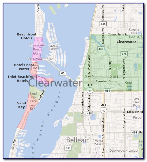 Clearwater Beach Hotels Beachfront Map