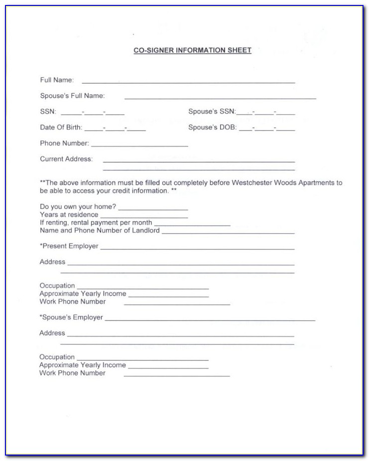 Cosigner Lease Agreement Form