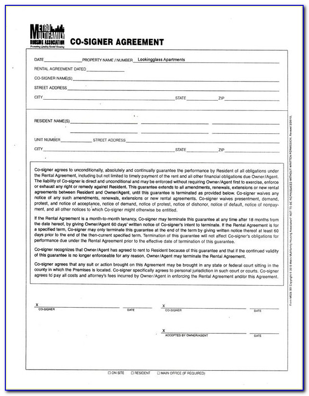 Cosigner Rental Agreement Form