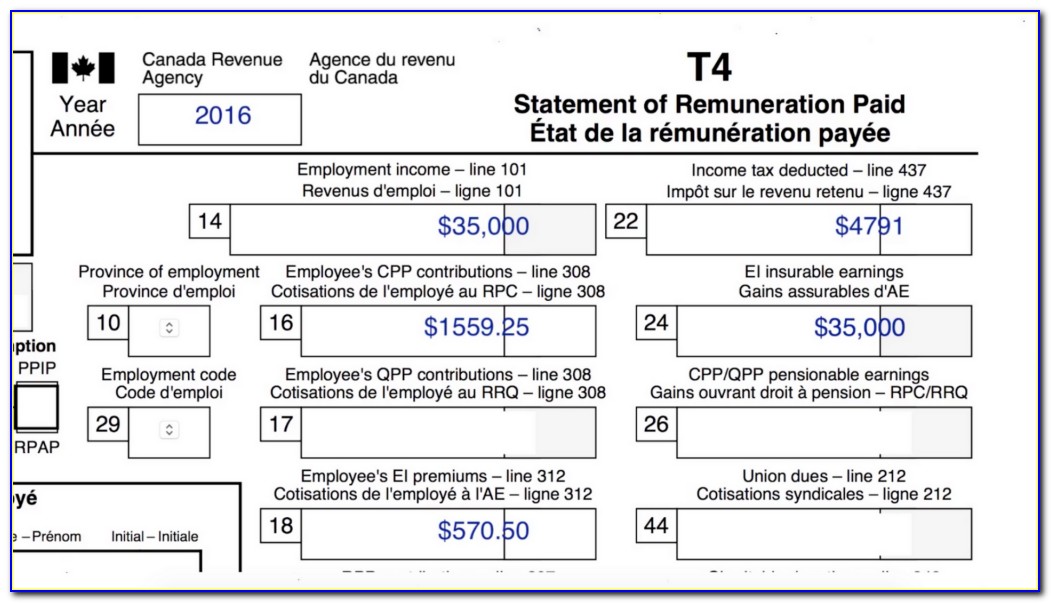 Cra 2015 T4 Fillable Forms