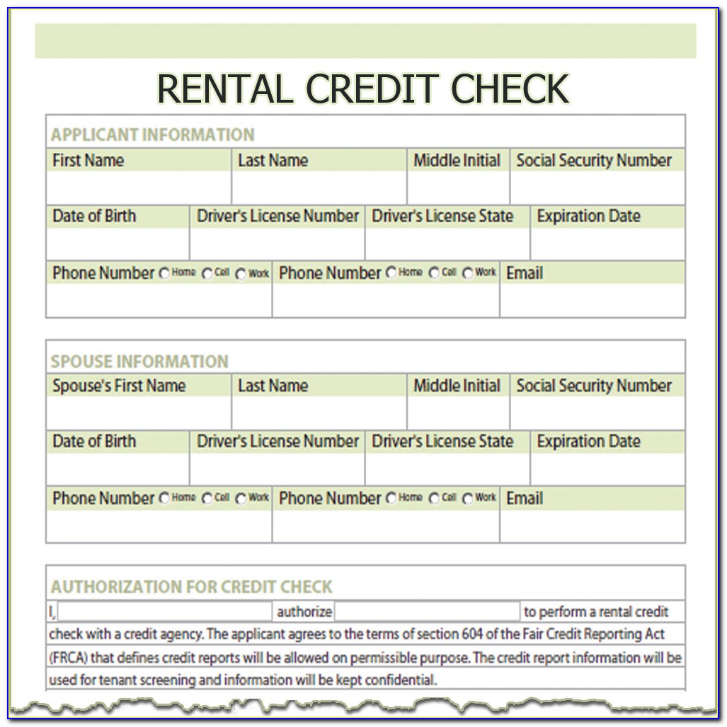 Credit Check For Tenants Form