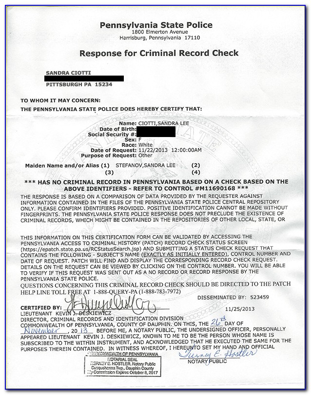 Criminal Background Check Form Pa