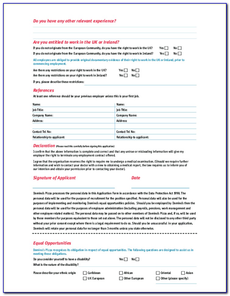 Dominos Jobs Application Form Online