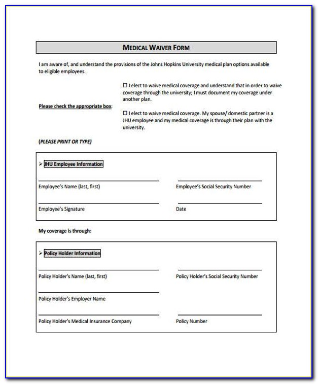 Employee Health Insurance Waiver Form