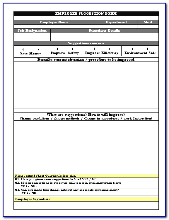 Employee Suggestion Box Form Template