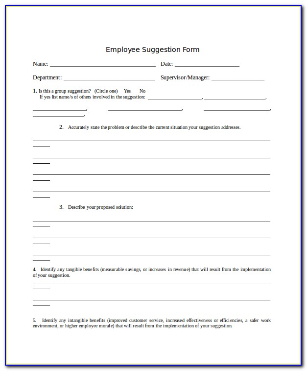 Employee Suggestion Form Template Doc