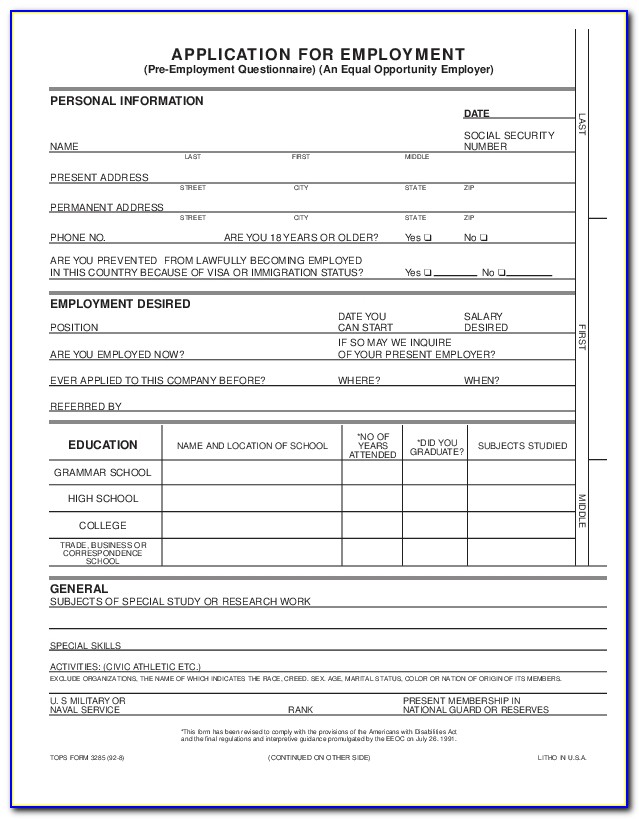 Blank Job Application Form Samples Download Free Forms Blank Job Application Template Blank Job Application Template