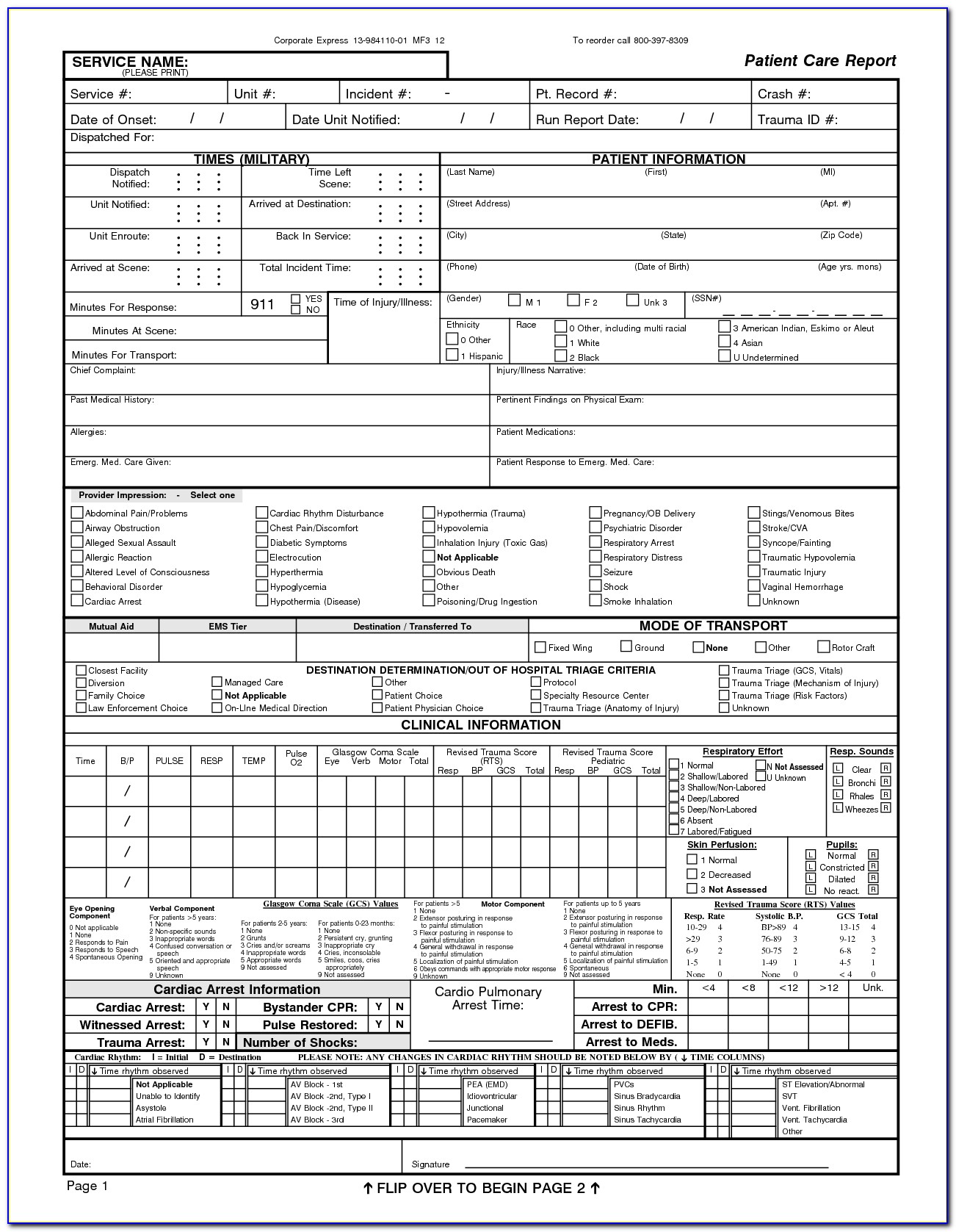 Ems Patient Care Report Forms