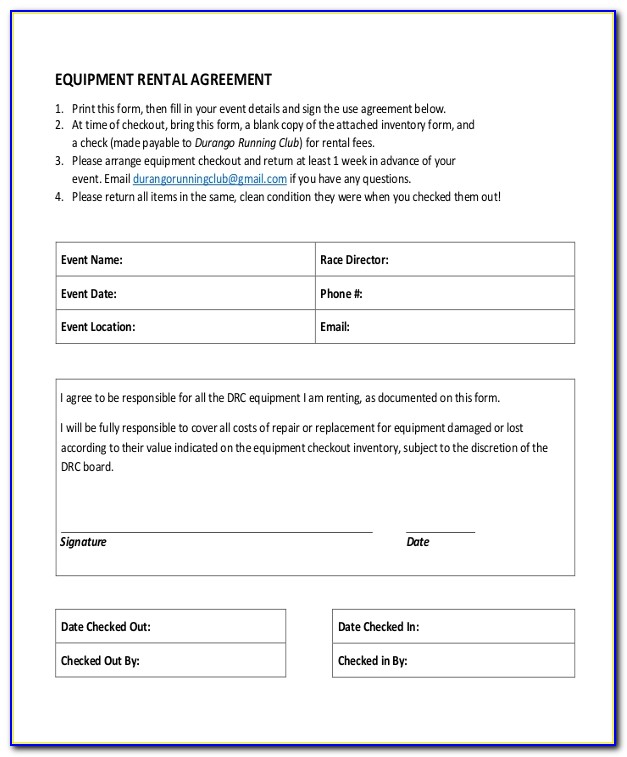 Equipment Lease Agreement Form Download Free