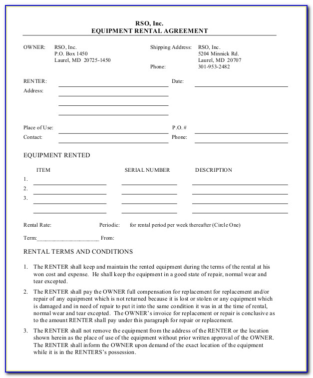Equipment Lease Agreement Format India
