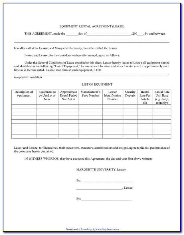 Equipment Lease Purchase Agreement Form
