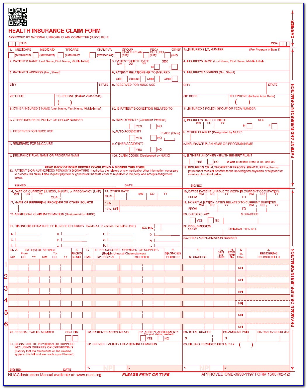 Example Hcfa 1500 Form Filled Out
