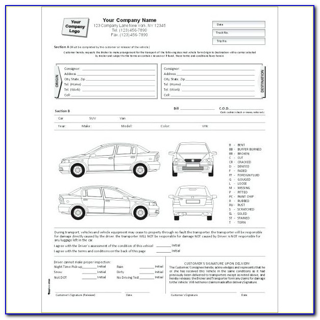 Example Of Vehicle Inspection Form