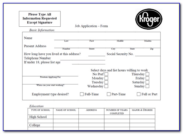 Fill Out Job Application Kroger