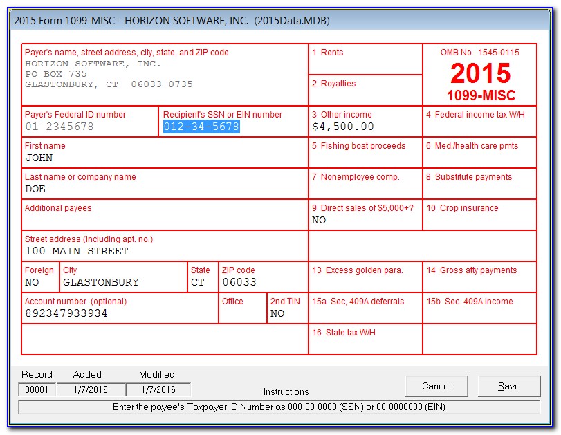 Fillable Form 1099
