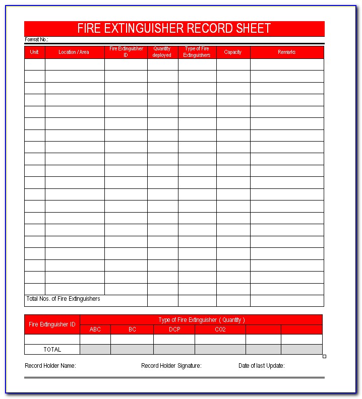 Fire Extinguisher Inspection Forms