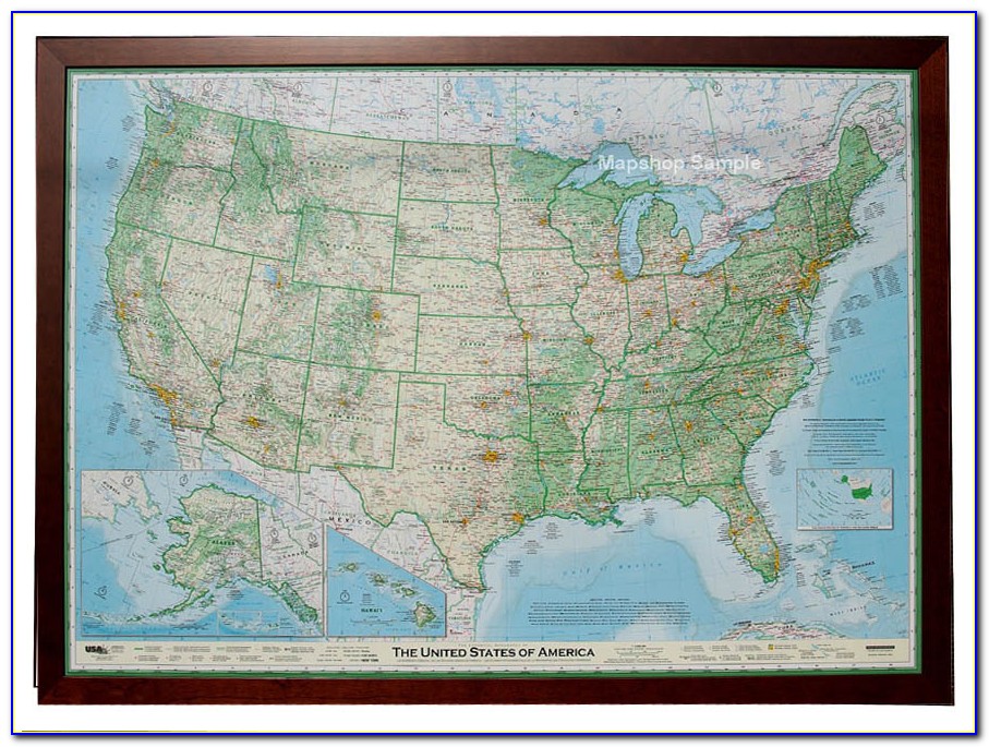 Framed Map Of The United States With Pins