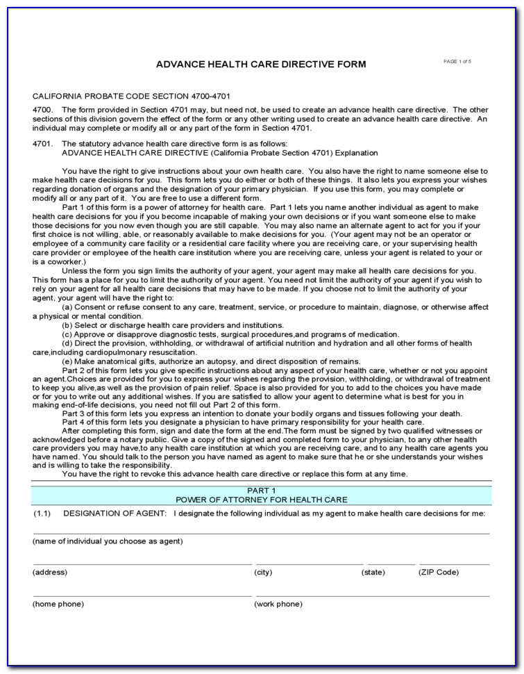 Free Arizona Health Care Directive Form