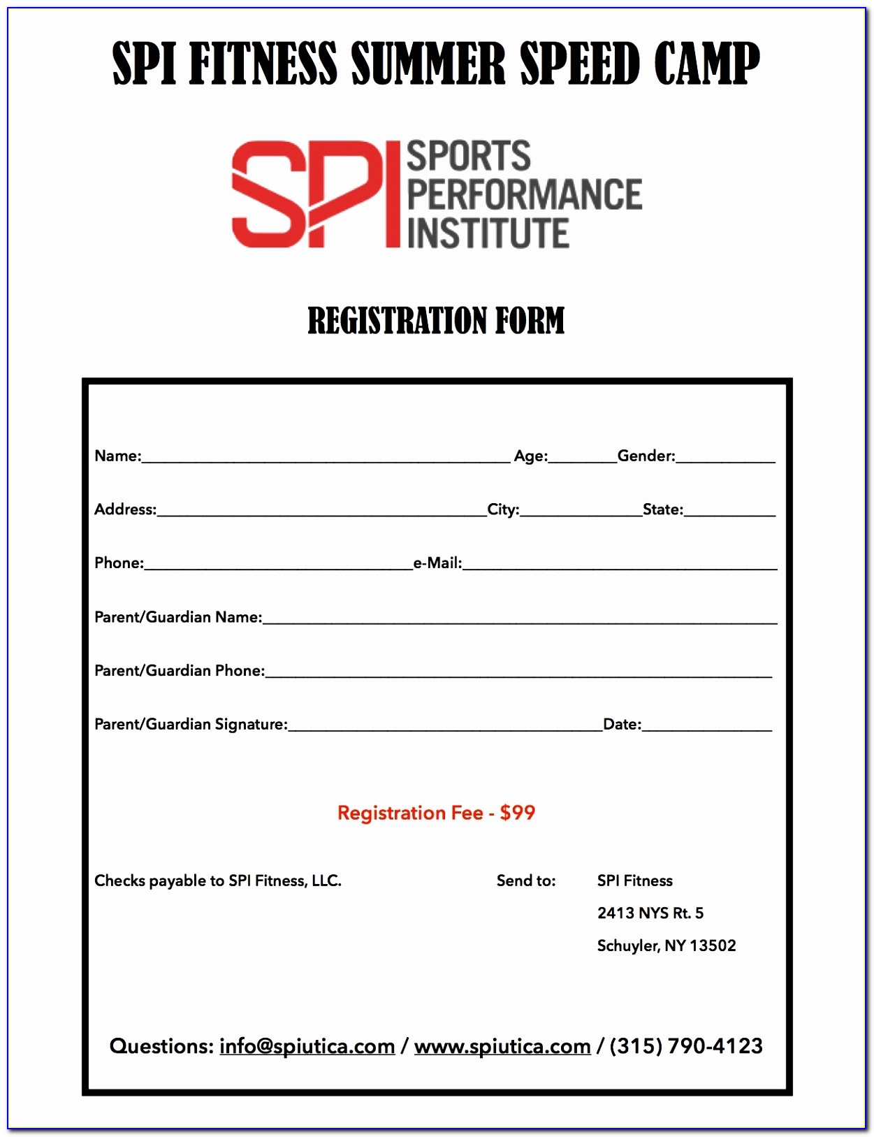 Spi Fitness Utica Speed Camp Registration Form Simple Baseball Registration Form Template Fresh Pdf Word Excel Templates Troiy
