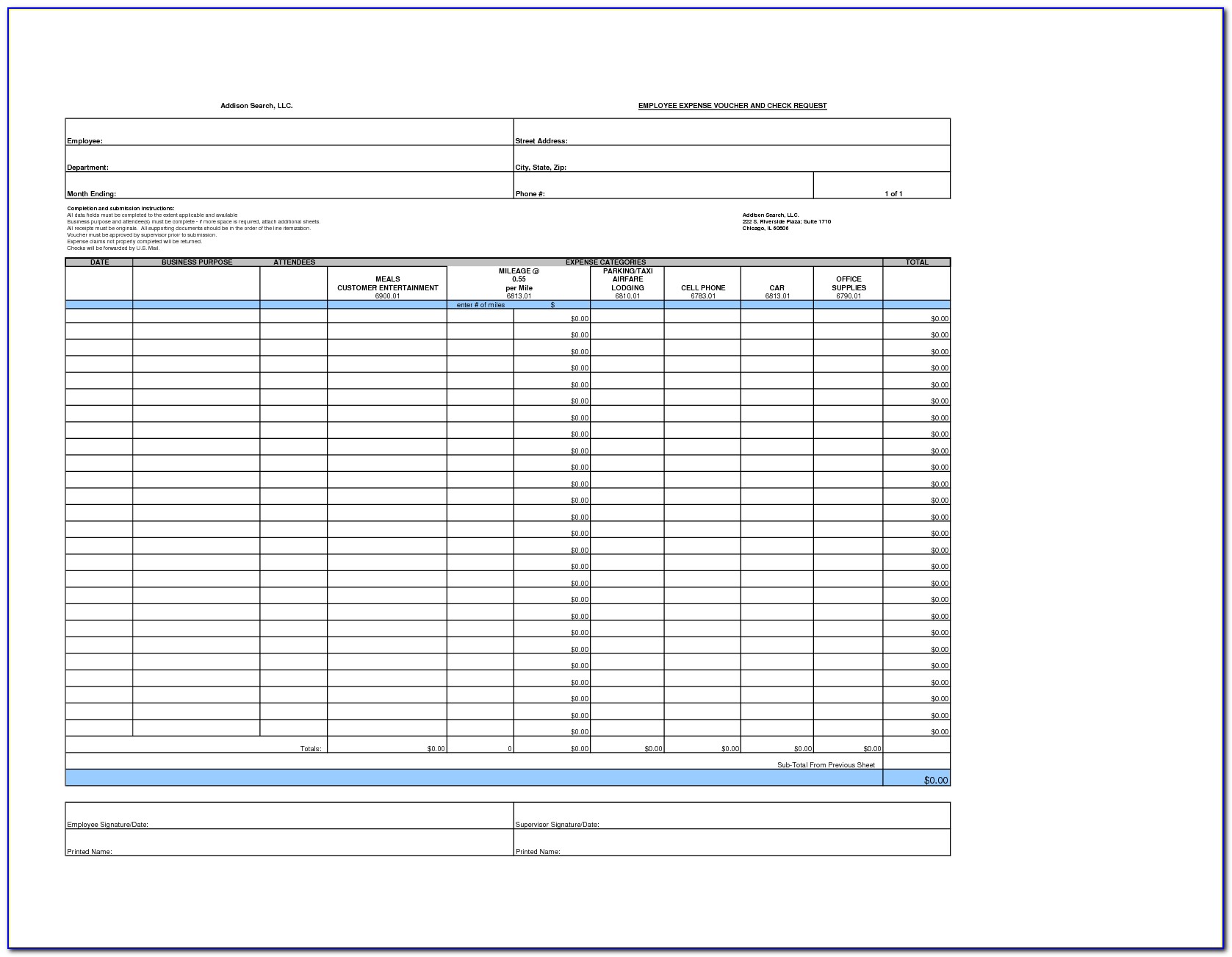 Free Blank Expense Report Forms