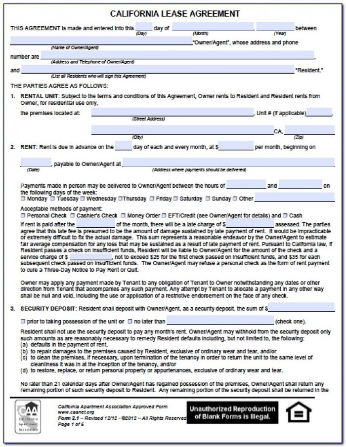commercial rental agreement template california hq