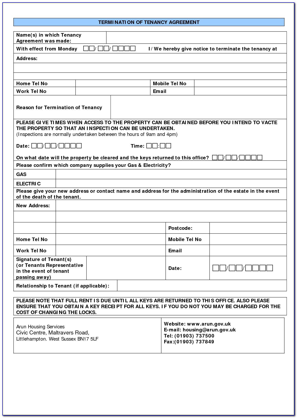 Free Download Tenant Agreement Form