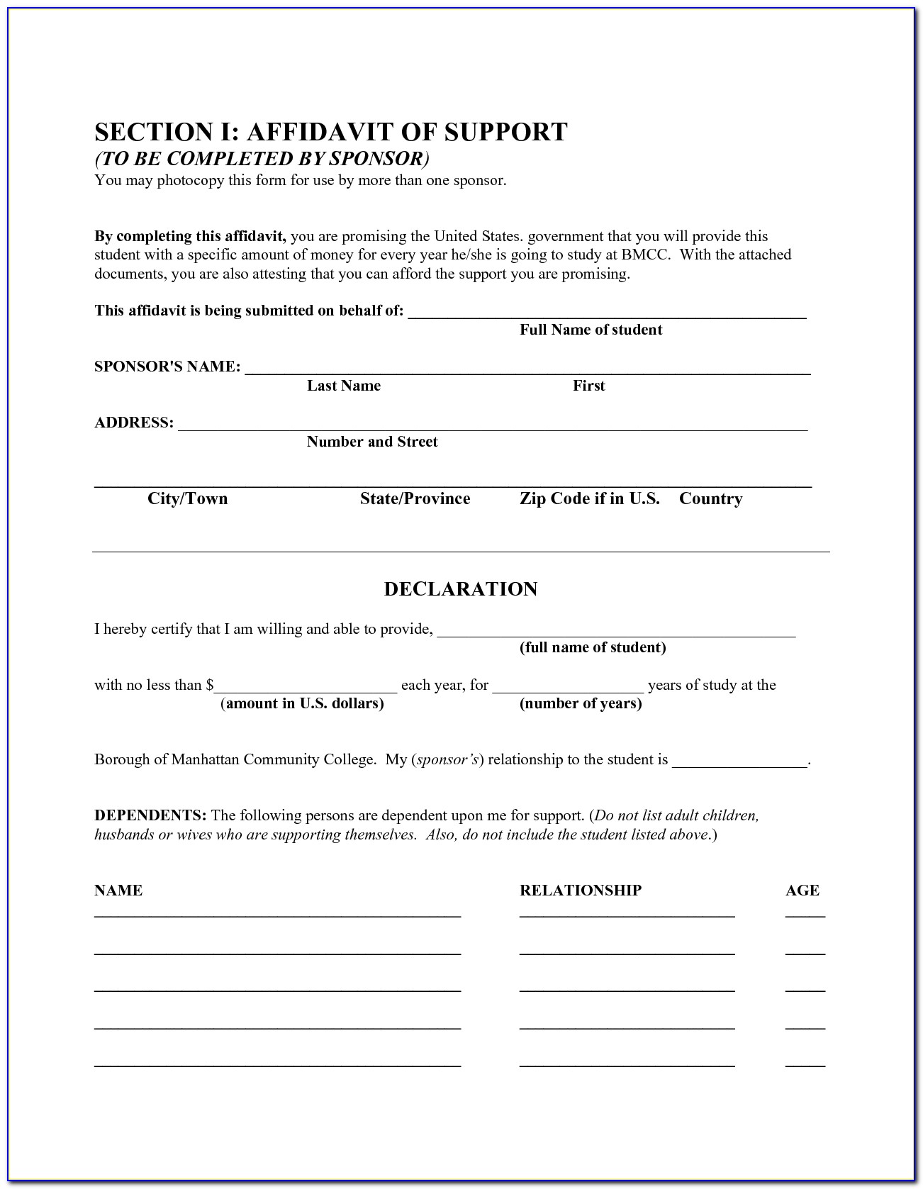 Free General Affidavit Form Download Sample Purchase Agreement For Throughout Affidavit Template Free